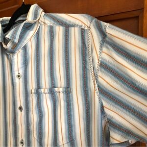 Kuhl embroidered Men's Blue and Orange Striped Casual Shirt